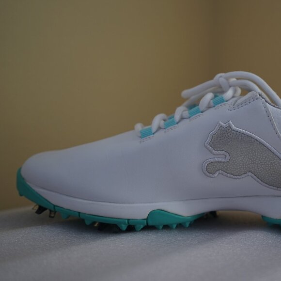 Puma Women's Biofusion Golf Shoes White/Silver Metallic/Aqua Splash, 8.5 M - Picture 8 of 16